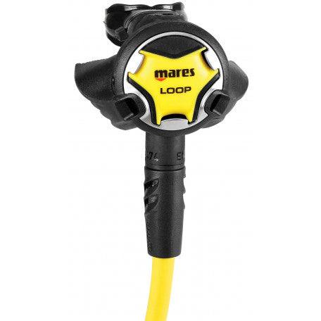 Octopus Mares LOOP diving regulator with twin exhaust valve system and silicone release button