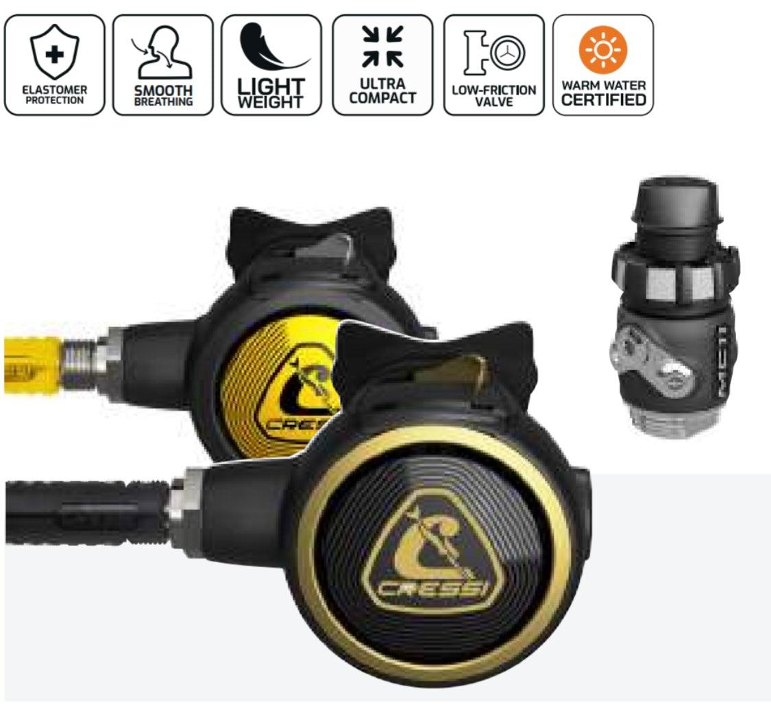 Conjunto de reguladores de buceo Cressi MC11 + Zen Oro + Zen Octopus