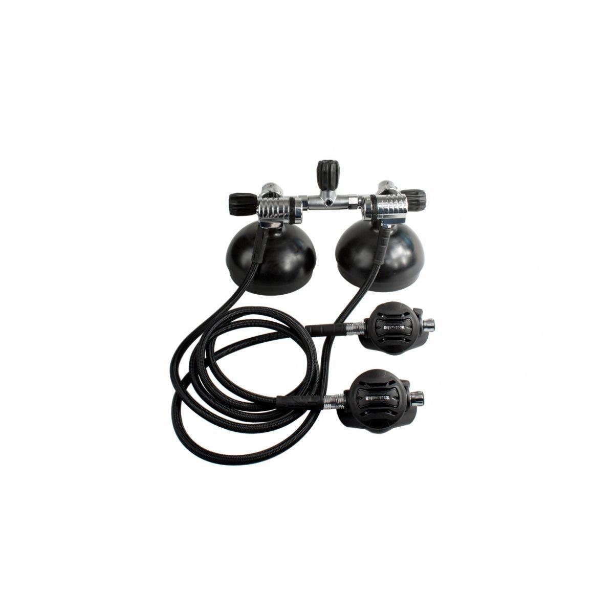 Set Erogatori Apeks Tek 3 regulator system for technical diving with balanced first stage and dual cylinder configuration