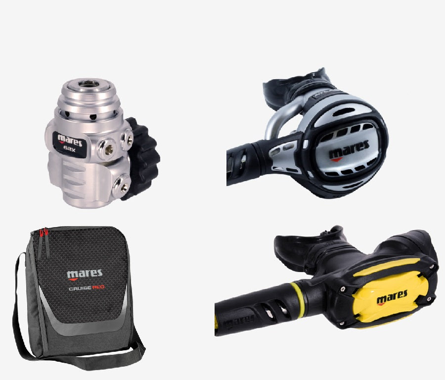 Mares Atlas 62X Scuba Regulator Set + Mares SXS Octopus + Cruise Reg Bag 