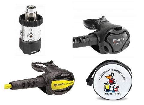 Set Erogatori Mares Rover S2 scuba diving regulator with Octopus Prestige and Pellicano carrying case