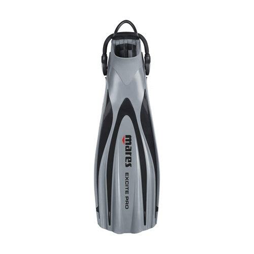 Mares Exite Pro Fins gray and yellow open foot diving fins with channel thrust design for superior performance